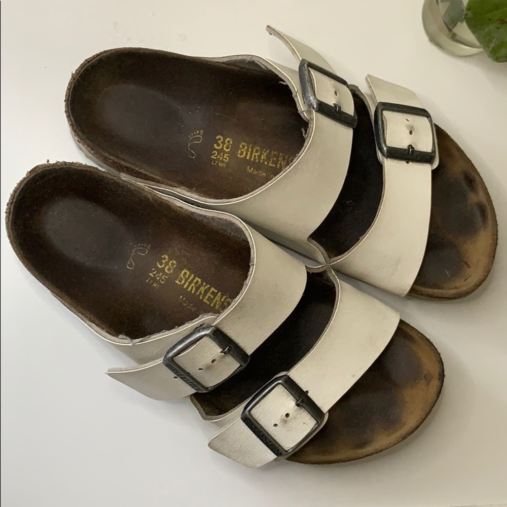 white Birkenstocks, fits size 7.5-8